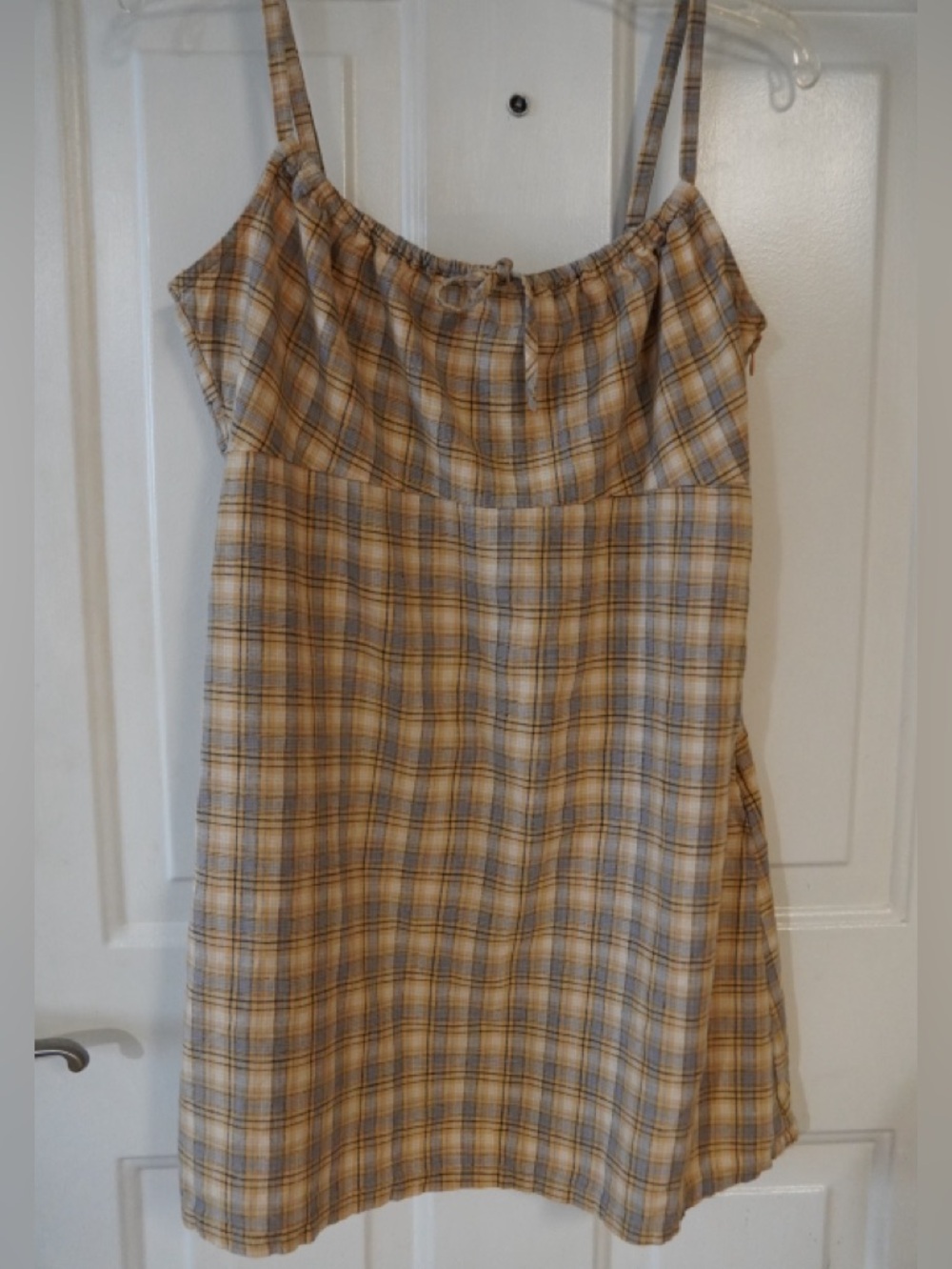 Urban outfitters Plaid Strap Sundress in Yellow & Cream size l